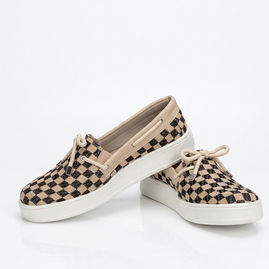 Mocasines cuadros beige